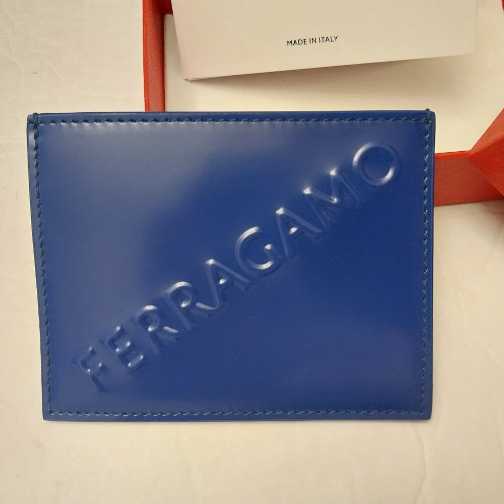 Ferragamo Leather Card Holder Lapis Blue - Picture 5 of 5